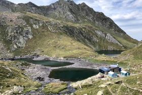 Hiking to a refuge in the Pyrenees mountains