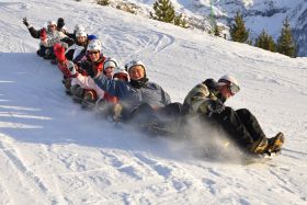 Snake sledging winter adventure