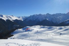 Winter paragliding in the Pyrenees
