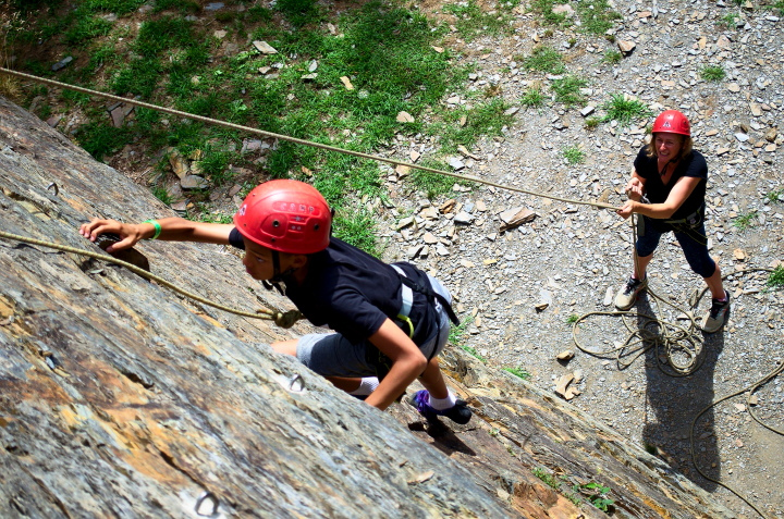 Family rock climbing in the Pyrenees