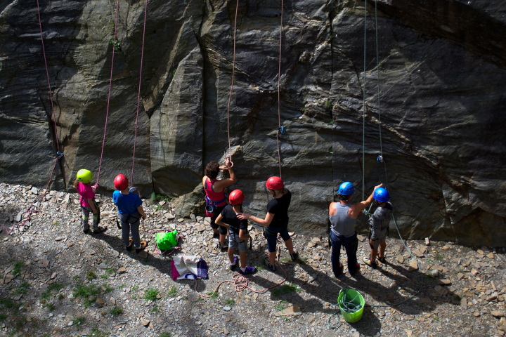 Rock climbing group in the Pyrenees